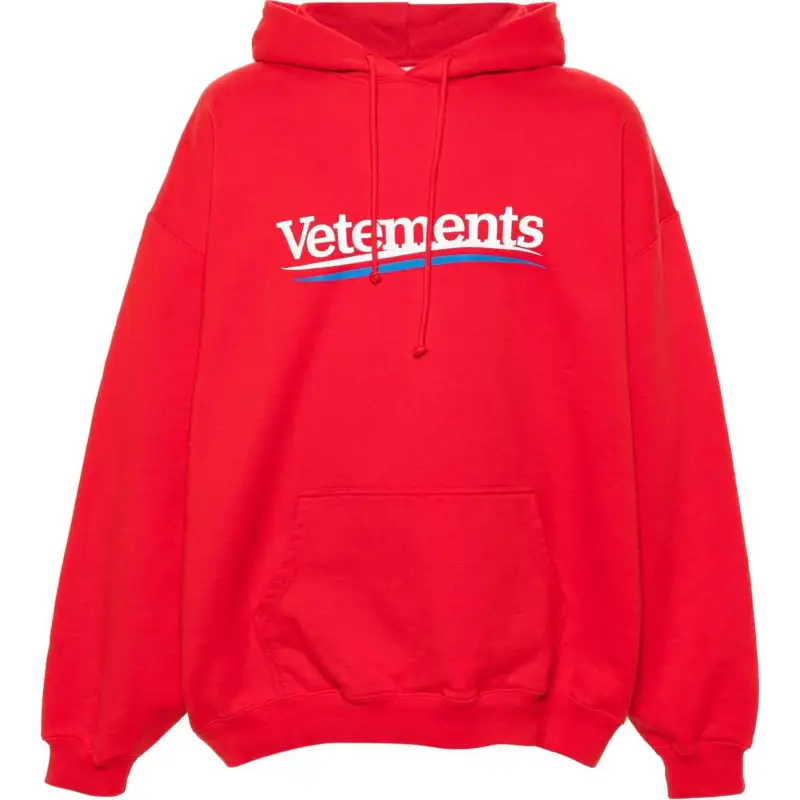 Vetements Logo Printed Drawstring Hoodie