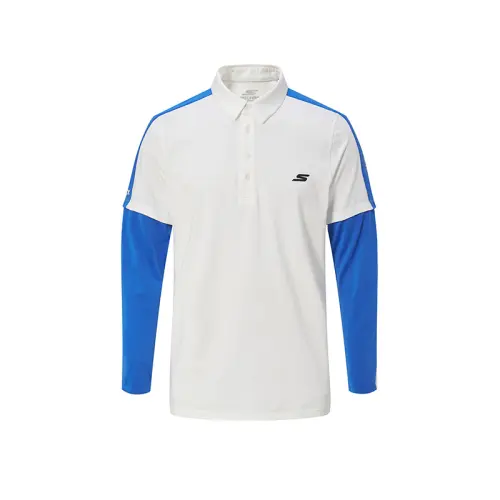 Skechers Polo Shirts Men's Bright White Polo Collar Thin Mock Two Piece
