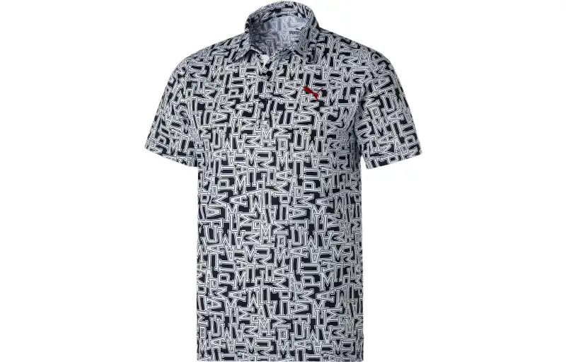 PUMA Polo Shirts Men's Gray Polo Collar Moderate Straight Fit