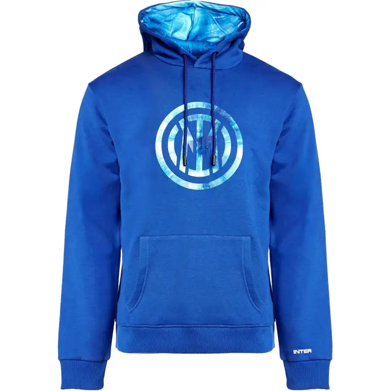 Inter Milan Football Club IM GALAXY CREST HOODIE printed logo hooded pullover long-sleeved sweatshirt for men, royal blue