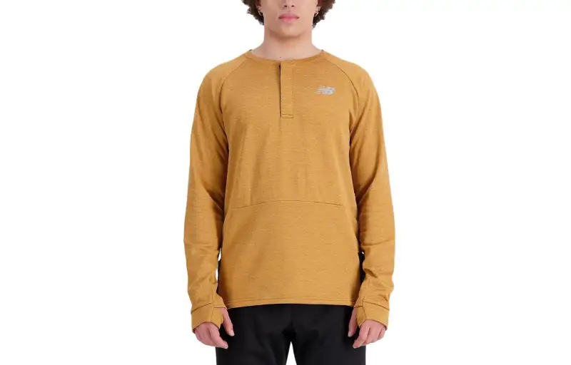 New Balance Sweatshirts Men's Yellow Crew Neck Moderate Regular