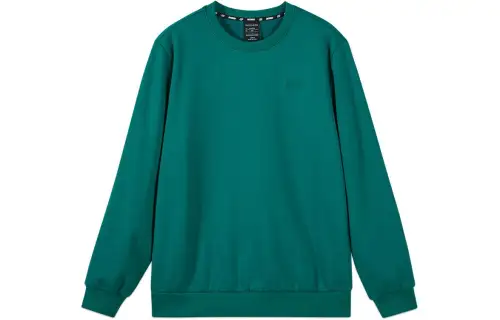 Skechers Solid Color Crew Neck Fleece Lined Thermal Sports Sweatshirt Unisex Dark Green