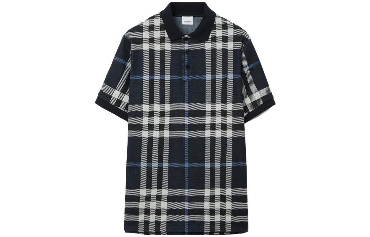 Burberry Burberry SS23 Checked Cotton Jacquard Straight Short Sleeve Polo Shirt Men's Multicolor