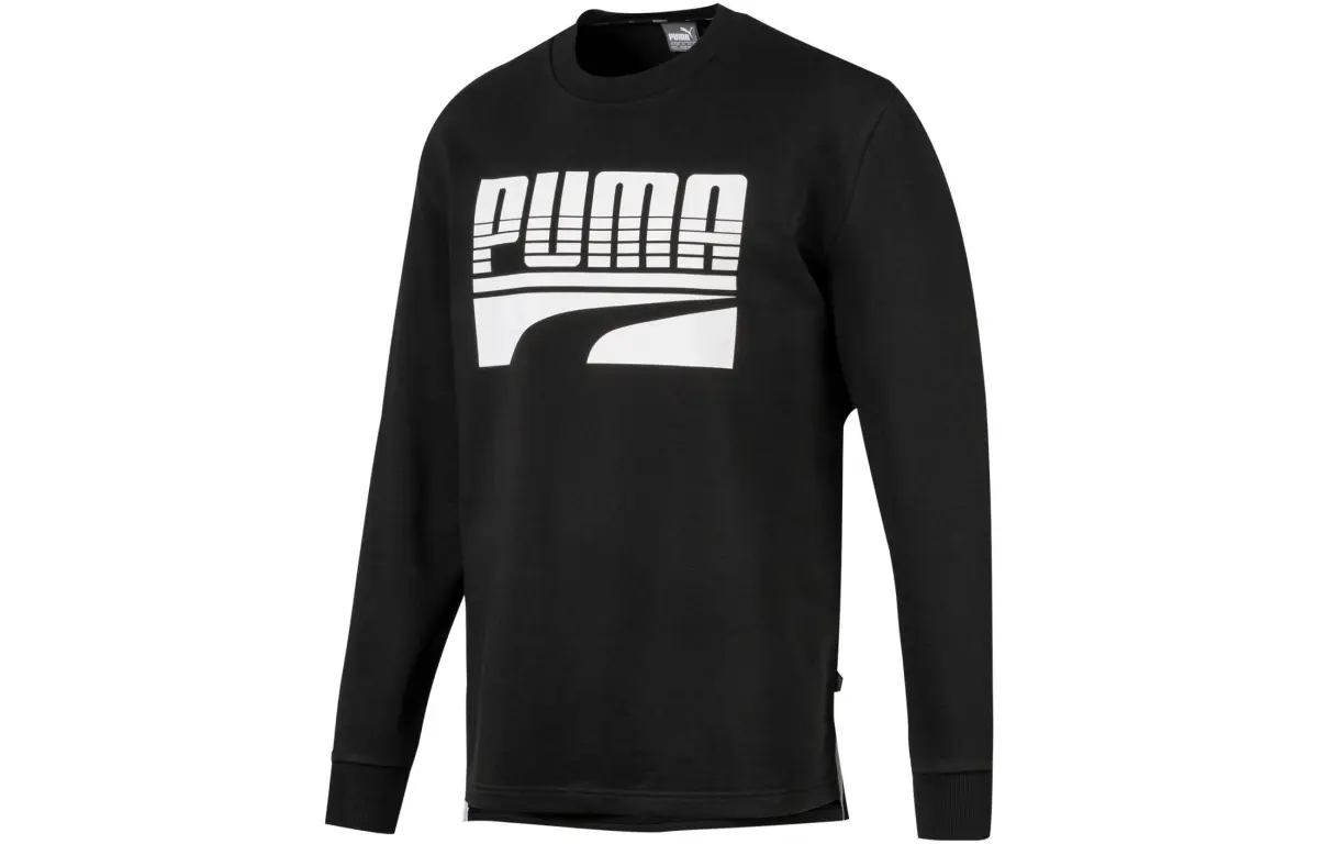 PUMA Sweatshirts Men's Black Crew Neck Moderate Straight Fit