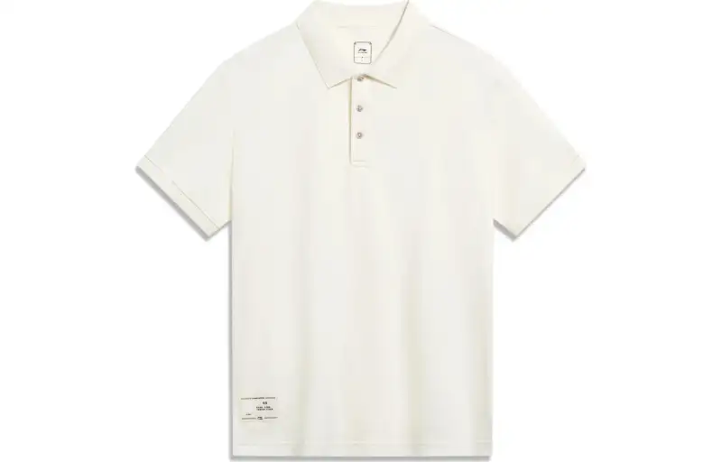 Li Ning Polo Shirts Men's Ecru Polo Collar Moderate Straight Fit