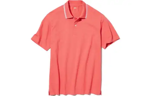 UNIQLO Polo Shirts Men's Peach Pink Polo Collar Moderate Other