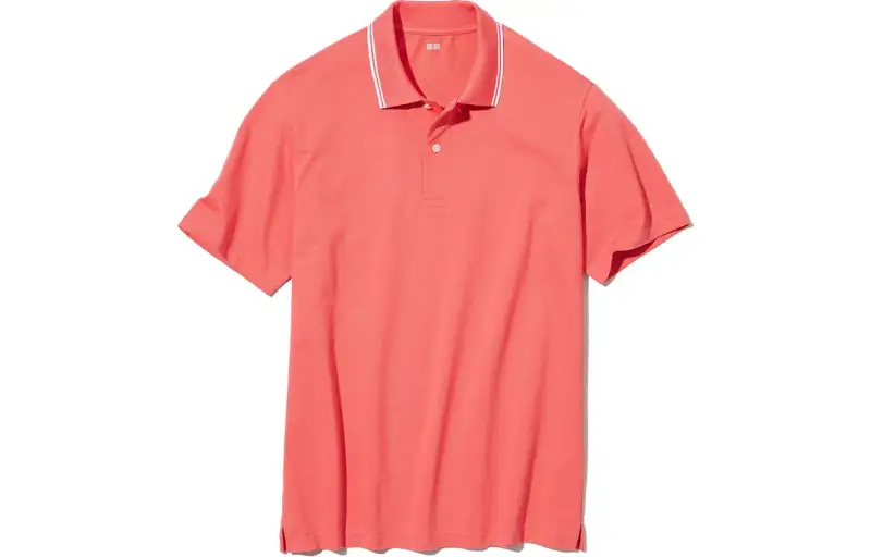 UNIQLO Polo Shirts Men's Peach Pink Polo Collar Moderate Other