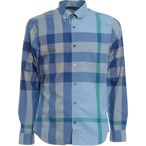 Burberry Shirts Men's Blue Lapel Moderate