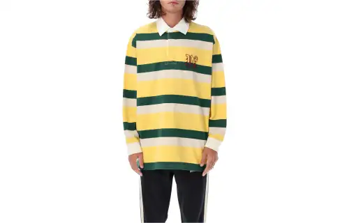 Palm Angels logo-embroidered stripe-pattern polo shirt