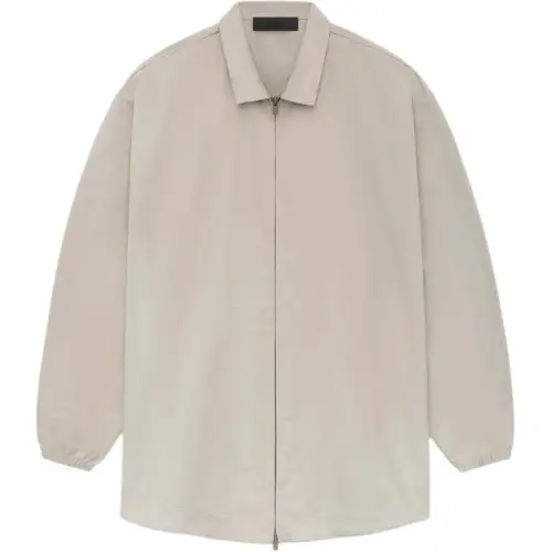Fear of God Essentials 2024 Summer Series SS24 Overshirt Mink Solid Color Lapel Fitted Long Sleeve American Heavy Shirt Men's Weasel Taupe/Mink