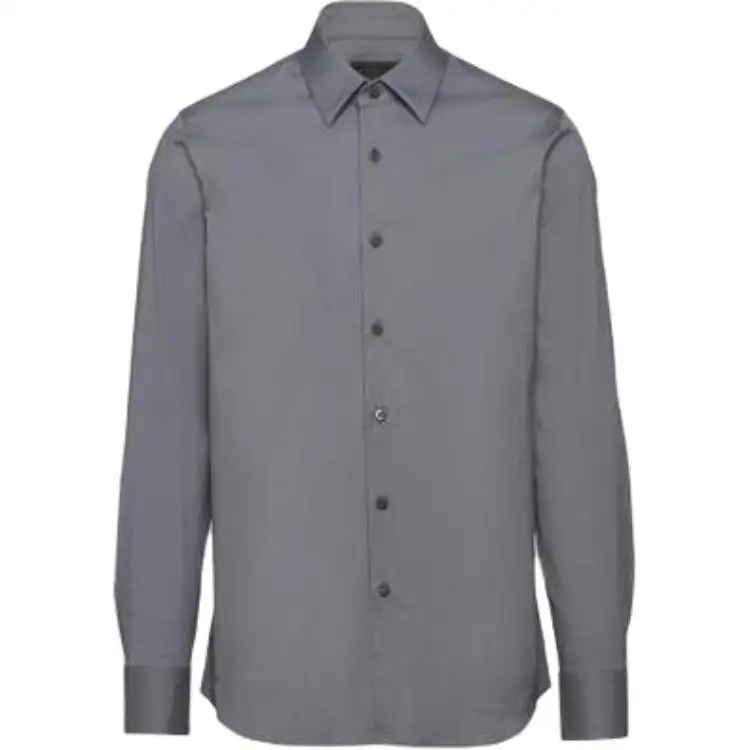 PRADA Shirts Men's Dark Gray Pointed Collar Moderate Other