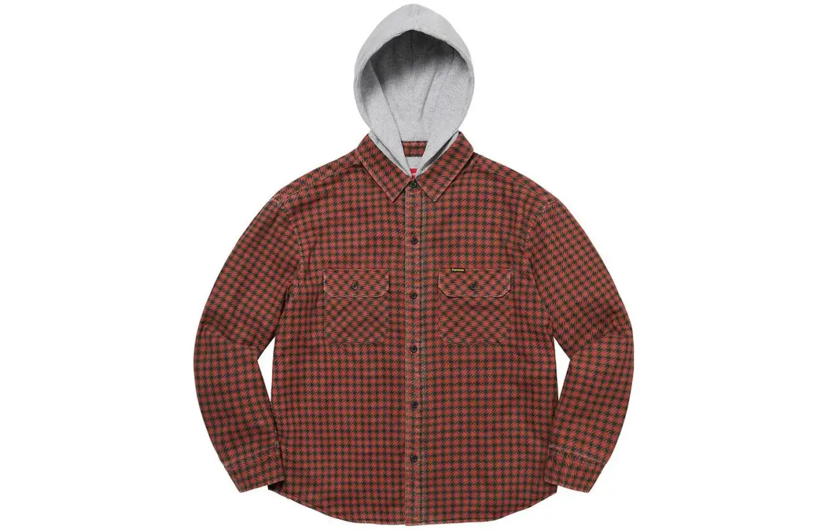 Supreme Houndstooth Flannel Hooded Shirt