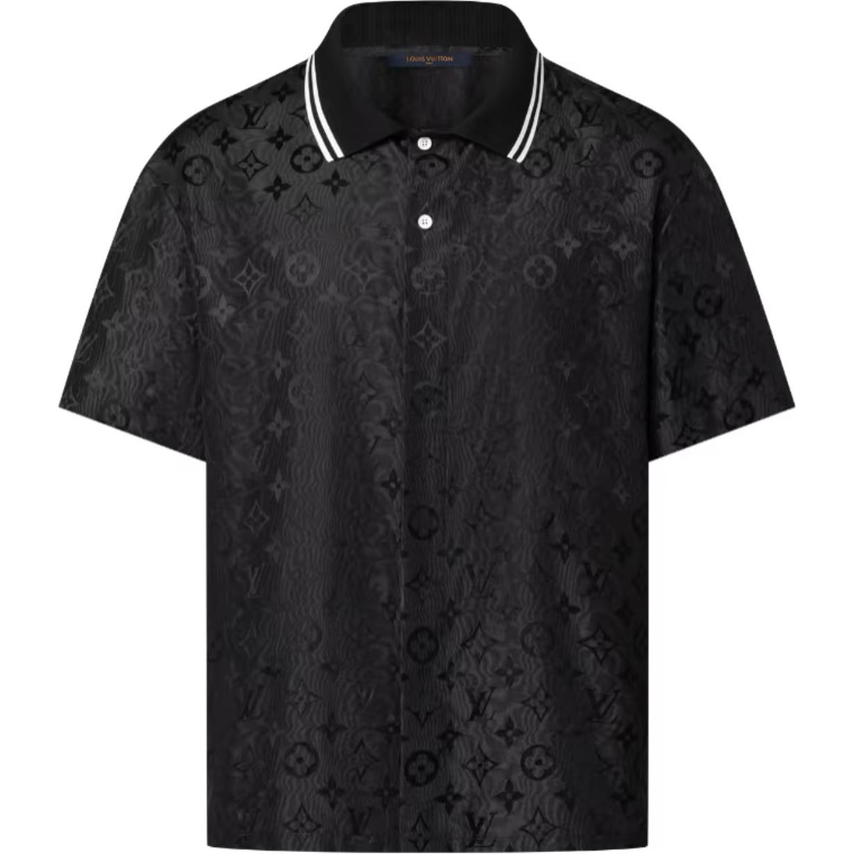 Мужская футболка-поло Louis Vuitton 1AGTOZ (черная)