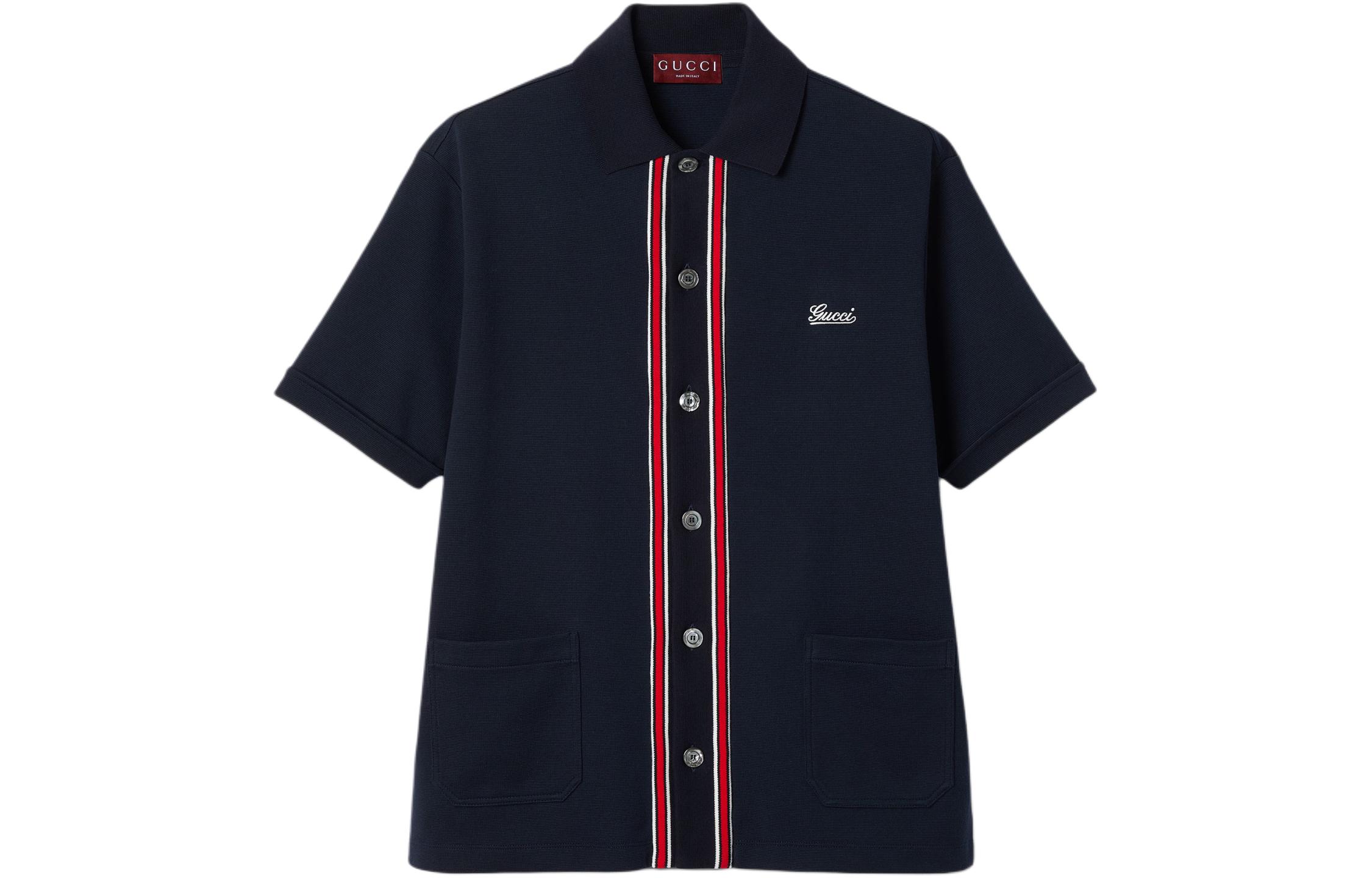 GUCCI Lido SS24 Shirt Men's Navy Blue