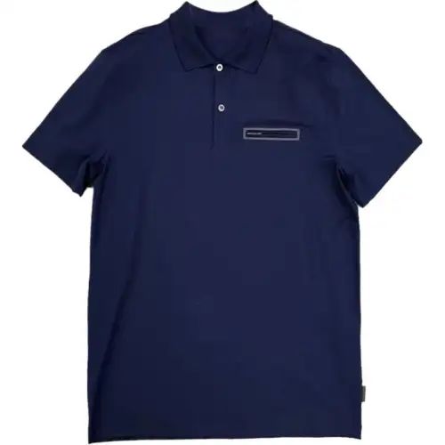 PRADA Polo Shirts Men's Blue Polo Collar Moderate Straight Fit