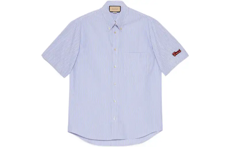 GUCCI Embroidered Logo Short Sleeve Shirt