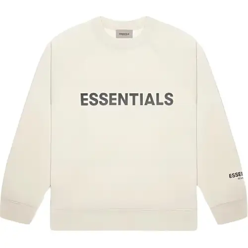 Fear Of God Essentials Letter Fleece Lined Crew Neck Pullover Long Sleeved American Heavyweight Sweatshirt Unisex Cream