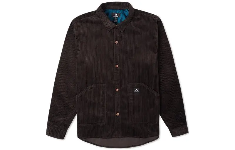Converse WOVEN TOP Shirts Men's Brown Lapel Moderate Straight Fit