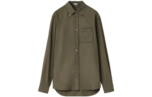 LOEWE Shirts Men's Green Lapel Moderate Shirt