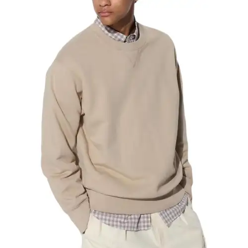 UNIQLO Sweatshirts Men's Beige Crew Neck Moderate Other