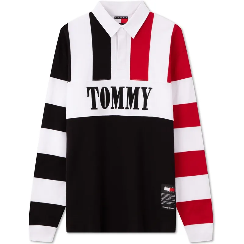 Tommy Hilfiger Polo Shirt Unisex Black White Red Multicolor BDS