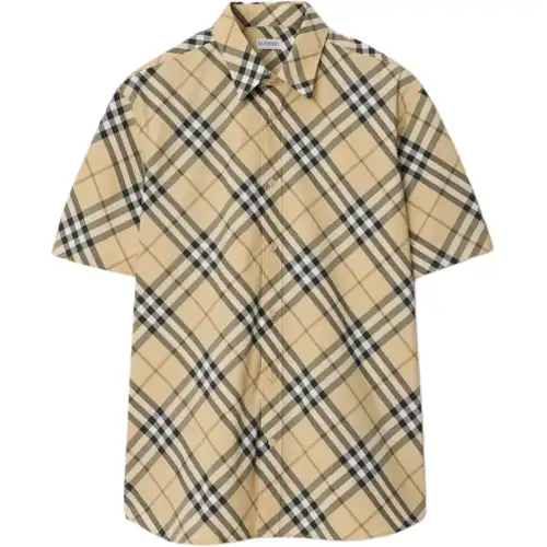 Burberry Shirts Men's Khaki Lapel Moderate