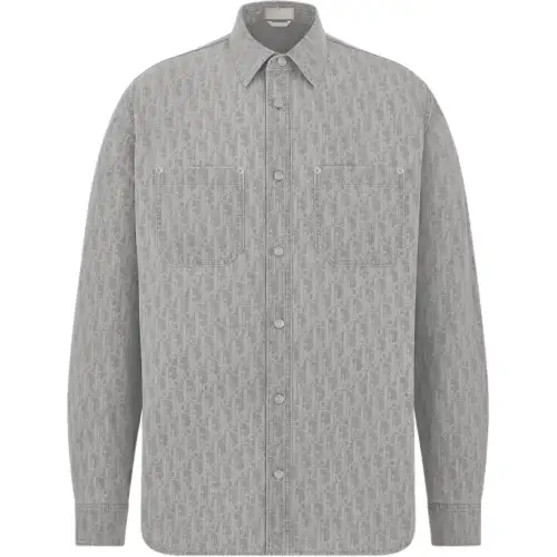 DIOR Shirts Men's Gray Lapel Moderate Other