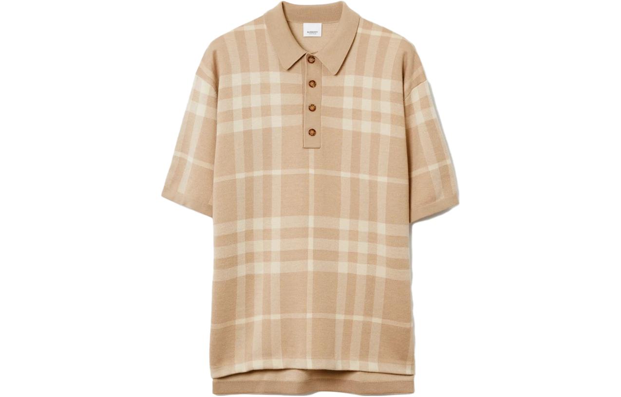 Burberry Burberry SS23 colorblock plaid jacquard half-breasted short-sleeved Polo shirt for men