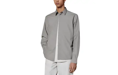 HERMES Shirts Men's Dusty Gray Lapel Moderate Other