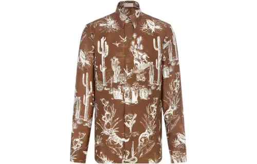 DIOR X Travis Scott Shirts Men's Brown Lapel Moderate Other