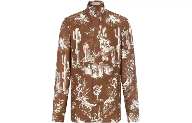 DIOR X Travis Scott Shirts Men's Brown Lapel Moderate Other