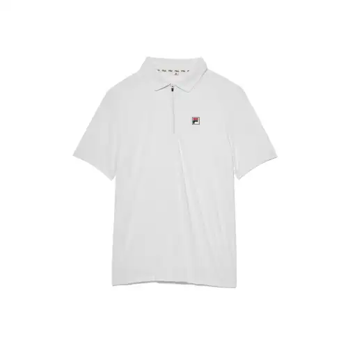 FILA Polo Shirts Men's White Polo Collar Moderate Straight Fit