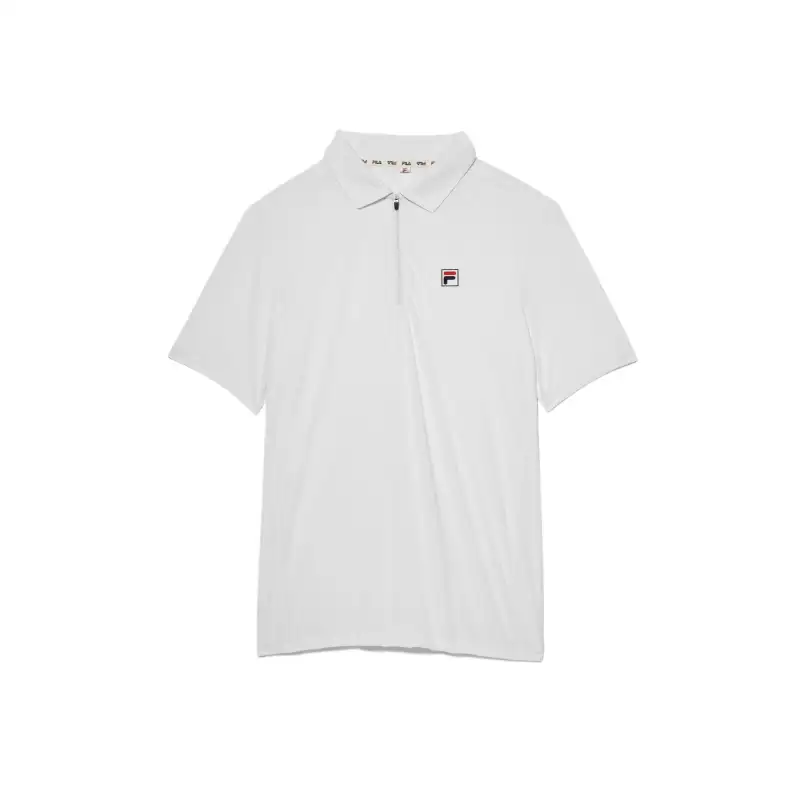 FILA Polo Shirts Men's White Polo Collar Moderate Straight Fit