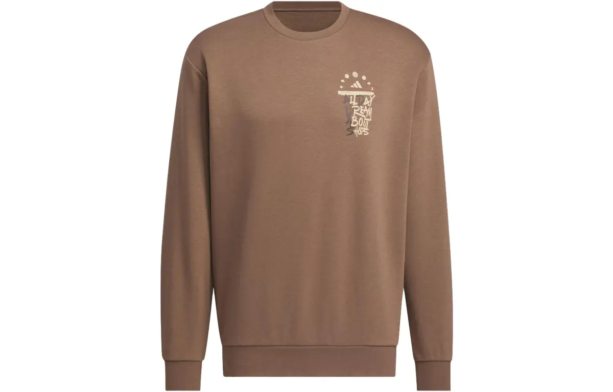 Adidas Sweatshirts Men's Stratum Dark Earthy Brown Crew Neck Moderate Regular
