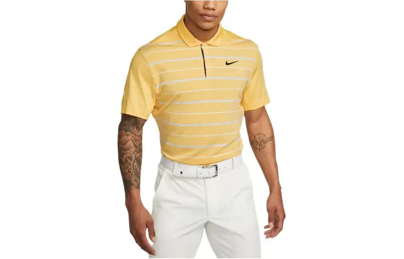Nike Polo Shirts Men's Yellow Polo Collar Moderate Straight Fit