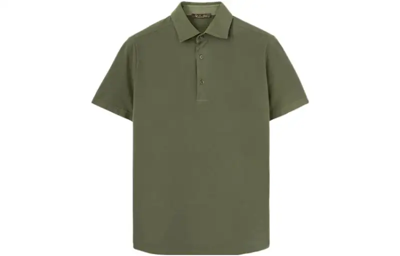 Loro Piana Polo Shirts Men's Green Polo Collar Moderate Straight Fit