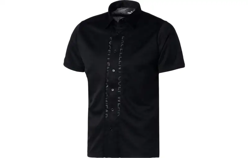 PUMA Polo Shirts Men's Black Stand Collar Moderate Straight Fit