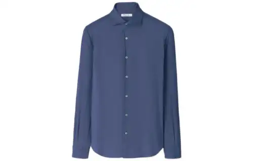Loro Piana Shirts Men's Blue Lapel Moderate