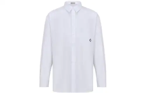 DIOR Shirts Men's White Lapel Moderate Shirt