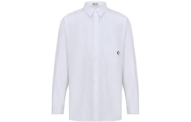 DIOR Shirts Men's White Lapel Moderate Shirt