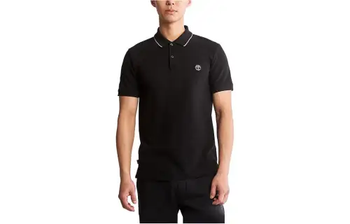 Timberland Polo Shirts Men's Black Polo Collar Moderate Straight Fit