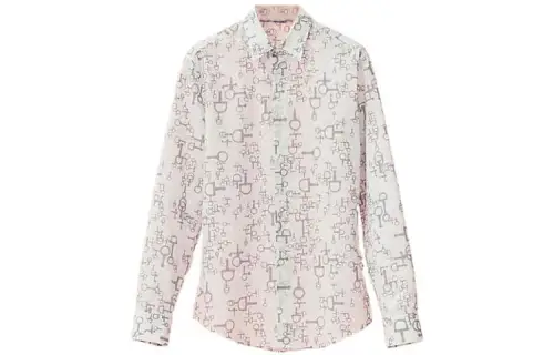 HERMES Shirts Men's Stone Gray Lapel Moderate