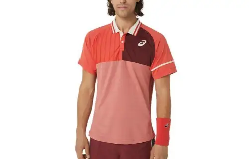 ASICS Polo Shirts Men's Red Polo Collar Moderate Straight Fit