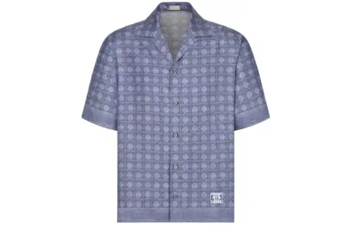 DIOR Shirts Men's Blue Cuban Collar Moderate Other