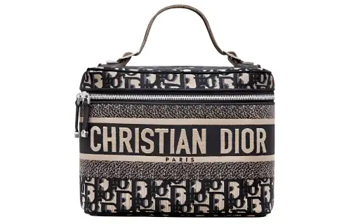 DIOR DiorTravel Canvas Makeup Bag, Travel Storage Bag, Handbag, Toiletry Bag Women's Black
