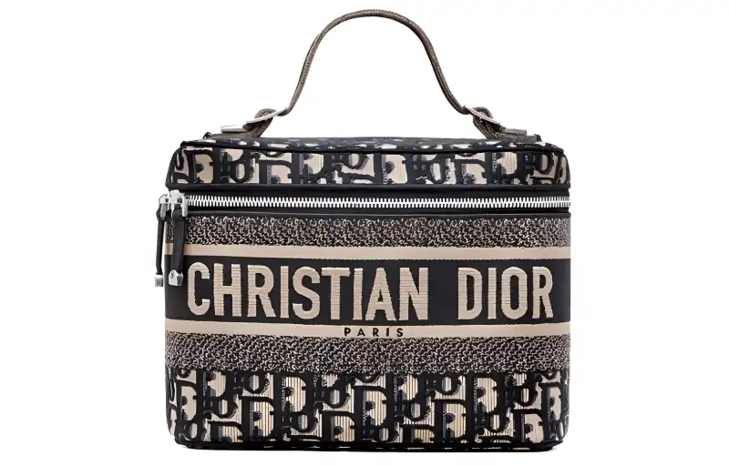 DIOR DiorTravel Canvas Makeup Bag, Travel Storage Bag, Handbag, Toiletry Bag Women's Black