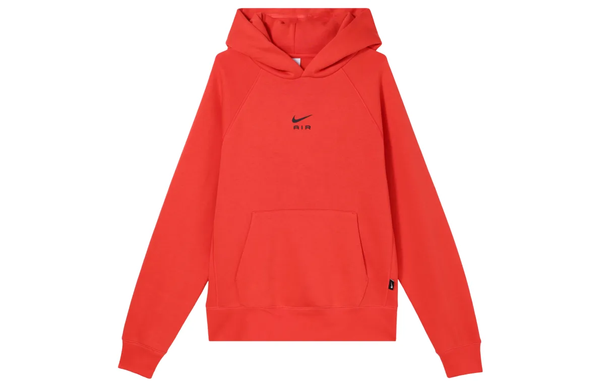 Nike Air Solid Color Logo Label Fleece Lined Hood Sweatshirt Men's Light Red