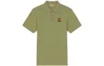 KENZO Polo Shirts Men's Green Polo Collar Moderate Straight Fit