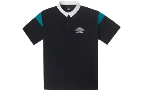 Converse Polo Shirts Men's Black Polo Collar Moderate Straight Fit