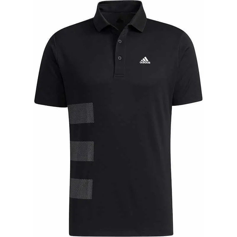 Adidas Polo Shirts Men's Black Polo Collar Moderate Straight Fit